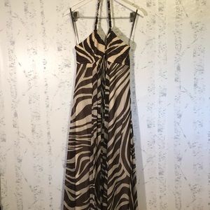 BCBG Maxazria Silk Zebra Print Maxi Dress Sz 2